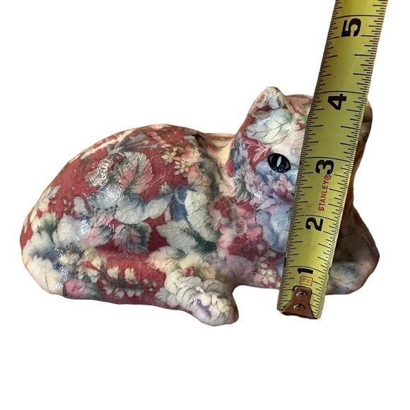 🥳 HOST PICK**Vintage Decoupage Cat Figurine-floral - Picture 7 of 8